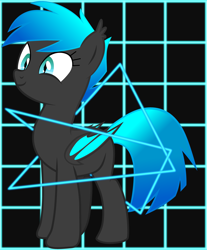 Size: 4059x4894 | Tagged: safe, artist:equestrian_pony, oc, oc only, oc:neonglow nightlight, bat pony, pony, bat pony oc, colored wings, female, gradient mane, gradient tail, mare, neon, solo, tail, two toned wings, wings