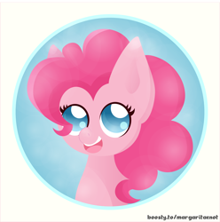 Size: 2202x2223 | Tagged: safe, artist:margaritaenot, pinkie pie, earth pony, pony, g4, bust, high res, open mouth, open smile, portrait, simple background, smiling, solo, vector