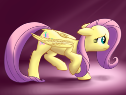 Size: 2880x2160 | Tagged: safe, artist:stellardust, fluttershy, pegasus, pony, g4, cute, ears back, female, floppy ears, high res, mare, nervous, shaking, shy, shyabetes, solo, walking