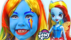 Size: 1280x720 | Tagged: safe, artist:alice smile, rainbow dash, human, equestria girls, g4, advertisement, clothes, cosplay, costume, creepy, irl, irl human, photo
