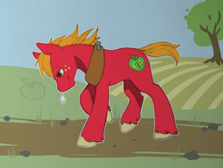 Size: 1280x960 | Tagged: safe, artist:sinclair2013, big macintosh, earth pony, pony, g4, male, snorting, solo, stallion, tree