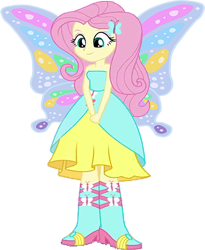 Size: 558x679 | Tagged: safe, edit, edited screencap, editor:incredibubbleirishguy, screencap, fluttershy, human, a photo booth story, equestria girls, g4, my little pony equestria girls, my little pony equestria girls: summertime shorts, background removed, butterfly wings, clothes, dress, fall formal, fall formal outfits, flutterbeautiful, flutterfly, glimmer wings, gossamer wings, simple background, solo, transparent background, wings