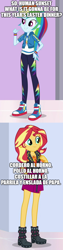 Size: 500x1973 | Tagged: safe, edit, edited screencap, screencap, rainbow dash, sunset shimmer, human, equestria girls, g4, my little pony equestria girls: better together, argentina, comic, easter, food, holiday, human sunset, screencap comic, spanish, translated in the description