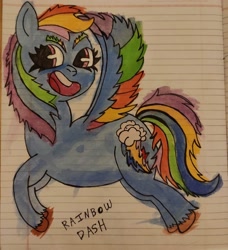 Size: 2586x2830 | Tagged: safe, artist:jazepony, rainbow dash, g4, high res, lined paper, notebook, traditional art, watercolor painting