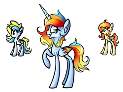 Size: 1024x772 | Tagged: safe, artist:princessfaeron, oc, oc only, oc:fire spin, oc:shooting star, oc:wish maker, alicorn, pegasus, pony, female, fusion, mare, simple background, transparent background