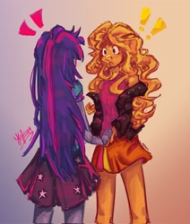 Size: 1733x2048 | Tagged: safe, artist:artist:rylsdfgxd, sci-twi, sunset shimmer, twilight sparkle, human, equestria girls, g4, duo, female, gradient background, lesbian, ship:sci-twishimmer, ship:sunsetsparkle, shipping