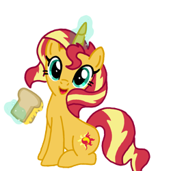 Size: 1280x1280 | Tagged: safe, artist:lepewmlp, sunset shimmer, pony, unicorn, g4, base used, cheese, female, food, grilled cheese, magic, simple background, solo, telekinesis, transparent background
