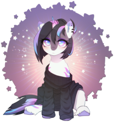 Size: 1988x2112 | Tagged: safe, alternate character, alternate version, artist:avrameow, part of a set, oc, oc only, pony, unicorn, clothes, commission, horn, oversized clothes, simple background, solo, sweater, transparent background, unicorn oc, ych result