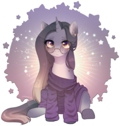 Size: 2019x2125 | Tagged: safe, alternate character, alternate version, artist:avrameow, part of a set, oc, oc only, pony, unicorn, clothes, commission, high res, horn, oversized clothes, simple background, solo, sweater, transparent background, unicorn oc, ych result