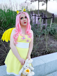 Size: 3024x4032 | Tagged: safe, artist:shadeila, fluttershy, human, g4, clothes, cosplay, costume, dress, irl, irl human, photo, solo