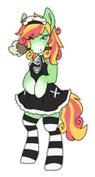 Size: 1029x1920 | Tagged: safe, artist:sinclair2013, oc, oc only, oc:mango tango, pony, bipedal, clothes, crossdressing, duster, maid, male, mouth hold, simple background, skirt, socks, solo, stallion, striped socks, transparent background