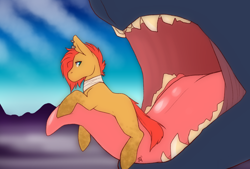 Size: 1280x865 | Tagged: safe, artist:sinclair2013, oc, oc only, oc:dragon breath, dragon, earth pony, pony, duo, male, stallion, tongue out