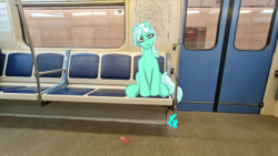 Size: 4000x2252 | Tagged: safe, artist:raw16, lyra heartstrings, pony, unicorn, g4, looking at you, metro, moscow, russia, sitting, solo, subway, train