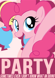 Size: 3630x5085 | Tagged: safe, artist:chingilin, pinkie pie, earth pony, pony, g4, female, party, poster, solo, text