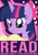 Size: 3874x5534 | Tagged: safe, artist:chingilin, twilight sparkle, g4, book, caption, image macro, pink text, poster, read, solo