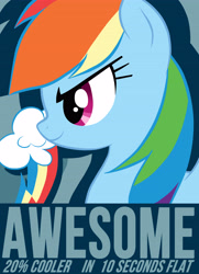 Size: 3288x4554 | Tagged: safe, artist:chingilin, rainbow dash, pegasus, pony, g4, 10 seconds flat, 20% cooler, awesome, caption, cutie mark, female, high res, mare, poster, smiling, smirk, solo, spread wings, text, wings