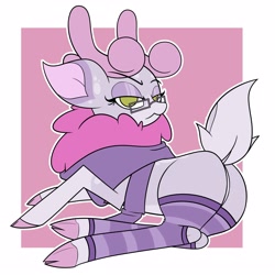 Size: 4000x4000 | Tagged: safe, artist:mrneo, oc, oc:mohair, deer, reindeer, them's fightin' herds, butt, clothes, cloven hooves, community related, glasses, leg warmers, looking at you, plot, scarf, solo, tfh oc