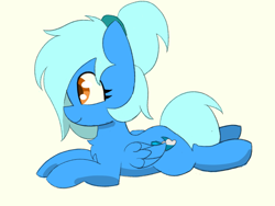 Size: 1699x1276 | Tagged: safe, artist:sapphireponipone, oc, oc:sky silencer, pegasus, pony, chest fluff, female, lying down, mare, prone, solo, sploot