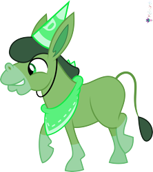 Size: 4000x4504 | Tagged: safe, artist:melisareb, part of a set, donkey, g4, .svg available, alphabet lore, bandana, blaze (coat marking), coat markings, crossover, d, donkified, facial markings, hat, male, party hat, raised hoof, simple background, smiling, solo, species swap, stallion, teeth, transparent background, vector