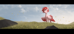 Size: 2320x1080 | Tagged: safe, artist:jukad, oc, oc only, pegasus, pony, field, grass, solo