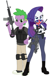 Size: 2681x4096 | Tagged: safe, artist:edy_january, artist:georgegarza01, artist:gmaplay, rarity, spike, human, equestria girls, g4, angry, assault rifle, beretta, beretta m9, body armor, boyfriend and girlfriend, breasts, british, british flag, busty rarity, chernobyl, clothes, converse, duo, female, g36c, g3sg1, gun, handgun, human spike, humanized, link, link in description, long pants, m4, m4a1, male, male and female, marine, marines, military, partner, partnership, pistol, rifle, sas, ship:sparity, shipping, shirt, shoes, simple background, sniper, sniper rifle, soldier, soldiers, special air servies, special forces, straight, t-shirt, tactical squad, tank top, task forces 141, transparent background, trigger discipline, union jack, united kingdom, united states, usmc, vector, warfighter, weapon