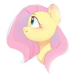 Size: 1019x1059 | Tagged: safe, artist:melodylibris, fluttershy, pegasus, pony, g4, bust, cute, female, looking away, looking up, mare, portrait, profile, shyabetes, side view, simple background, smiling, solo, white background