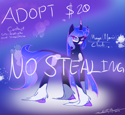 Size: 4152x3819 | Tagged: safe, artist:staceyld636, oc, oc only, pony, unicorn, adoptable, advertising, female, horn, looking at you, mare, solo, unicorn oc, unshorn fetlocks