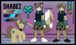 Size: 3655x2160 | Tagged: safe, artist:protoshadez, oc, oc:shadez, fox, pony, unicorn, anthro, anthro oc, anthro with ponies, furry, furry oc, high res, pansexual, pansexual pride flag, pride, pride flag, reference sheet
