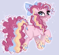 Size: 2048x1911 | Tagged: safe, artist:fhaerie_, pinkie pie, earth pony, pony, g4, bow, female, grin, hair bow, mare, rainbow power, smiling, solo, sparkles