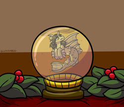 Size: 2000x1718 | Tagged: safe, artist:sexygoatgod, siren, commission, fins, fish tail, holly, implied urine, kellin quinn, male, ponified, scales, sleeping with sirens, snow globe, solo, tail
