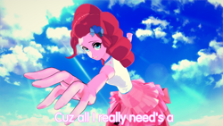 Size: 1920x1080 | Tagged: safe, artist:phoenixflambe, pinkie pie, human, smile hd, equestria girls, g4, 3d, cloud, imminent punch, koikatsu, sky, solo, subtitles