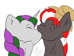 Size: 4000x3000 | Tagged: safe, artist:rachel_rascal, oc, oc only, oc:rachel rascal, oc:roadhog, pony, couple, duo, kissing, love, simple background, transparent background