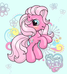 Size: 849x928 | Tagged: safe, artist:noelle23, pinkie pie (g3), earth pony, pony, g3, g3.5, blushing, coloring page, digitally colored, female, heart, heart eyes, mare, my little pony logo, rearing, smiling, solo, wingding eyes