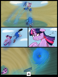 Size: 7500x10000 | Tagged: safe, artist:chedx, twilight sparkle, alicorn, hedgehog, pony, comic:learning with pibby glitch battles, g4, blood, comic, commission, cut, fanfic, fanfic art, female, fight, mare, multiverse, sonic the hedgehog, sonic the hedgehog (series), twilight sparkle (alicorn)