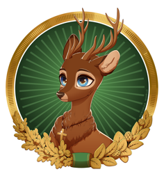 Size: 3300x3500 | Tagged: safe, artist:avroras_world, oc, oc only, deer, high res, jagermeister, male, simple background, solo, white background