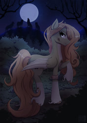 Size: 1280x1811 | Tagged: safe, artist:alicetriestodraw, oc, oc only, pegasus, pony, wolf, howling, moon, night, solo