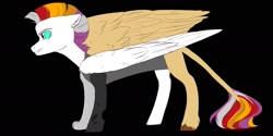 Size: 2000x1000 | Tagged: artist needed, source needed, safe, edit, oc, oc only, draconequus, black background, leonine tail, no shading, simple background, solo, tail