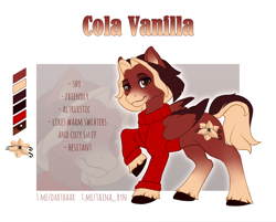 Size: 2388x1922 | Tagged: safe, oc, oc only, pegasus, pony, adoptable, auction, clothes, cozy, cute, cutie mark, reference sheet, simple background, solo, sweater, vanilla, white background