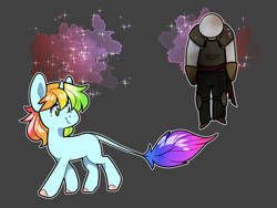 Size: 800x600 | Tagged: safe, artist:sinclair2013, oc, oc only, oc:prism, pony, unicorn, dummy, female, leonine tail, levitation, magic, mare, simple background, tail, telekinesis