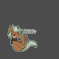 Size: 510x510 | Tagged: safe, artist:sinclair2013, oc, oc only, oc:pillow mint, earth pony, pony, chains, collar, male, simple background, solo, stallion