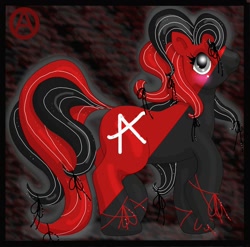 Size: 1000x989 | Tagged: safe, artist:noelle23, oc, oc only, earth pony, pony, g3, anarcho-communism, blushing, female, g3 oc, mare, ponified, raised hoof, raised leg, smiling, solo