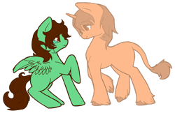 Size: 900x582 | Tagged: safe, artist:sinclair2013, oc, oc only, pegasus, pony, unicorn, duo, female, looking at each other, looking at someone, male, mare, shipping, simple background, stallion, straight, transparent background