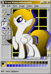 Size: 2751x4000 | Tagged: safe, artist:equestrian_pony, oc, oc only, oc:straw mane, pegasus, pony, gradient, gradient mane, gradient tail, microsoft, microsoft windows, ms paint, neon, pegasus oc, retrowave, solo, tail, webcore, windows 98