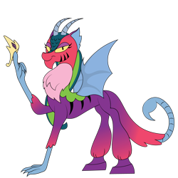 Size: 1200x1200 | Tagged: safe, artist:prixy05, cosmos, draconequus, g4, antagonist, concave belly, crown, implied princess celestia, jewelry, looking at you, regalia, simple background, slender, solo, thin, transparent background, vector