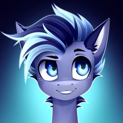 Size: 1134x1134 | Tagged: safe, artist:buvanybu, oc, oc only, pony, bust, freckles, gradient background, portrait, smiling, solo