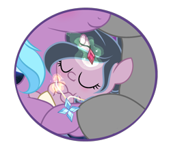 Size: 2785x2423 | Tagged: safe, artist:harmonyvitality-yt, idw, king sombra, radiant hope, oc, oc:eclipsa penumbra ivory, pony, g4, baby, baby pony, base used, female, glowing, glowing horn, high res, horn, horn jewelry, jewelry, magic, male, mare, offspring, parent:king sombra, parent:radiant hope, parents:hopebra, simple background, sleeping, smiling, stallion, telekinesis, transparent background