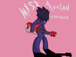 Size: 4000x3000 | Tagged: safe, artist:sleepymist, oc, oc:mist avalon, pony, semi-anthro, arm hooves, bipedal, guitar, musical instrument, scott pilgrim vs the world, solo