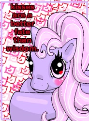 Size: 384x523 | Tagged: safe, artist:noelle23, oc, oc only, earth pony, pony, g3, 2010, blushing, female, looking at you, mare, smiling, smiling at you, solo, text, valentine's day card