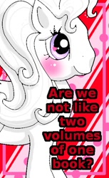 Size: 377x616 | Tagged: safe, artist:noelle23, oc, oc only, earth pony, pony, g3, 2010, blushing, female, heart, heart eyes, mare, smiling, solo, text, valentine's day card, wingding eyes