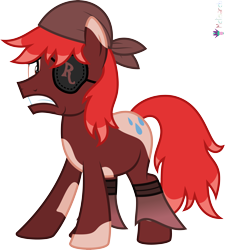 Size: 4000x4449 | Tagged: safe, artist:melisareb, part of a set, earth pony, pony, .svg available, absurd resolution, alphabet lore, cowprint, eyepatch, gritted teeth, male, pirate, ponified, r, simple background, solo, species swap, stallion, teeth, transparent background, traumatized, vector